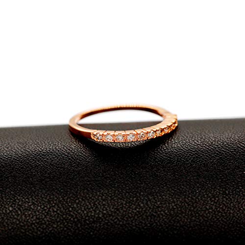 Uloveido Platinum Plated CZ Simulated Diamond Stack Eternity Band Ring J029 - color: Rose Gold
