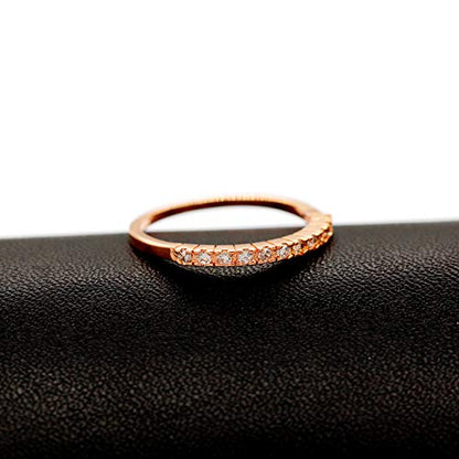 Uloveido Platinum Plated CZ Simulated Diamond Stack Eternity Band Ring J029 - color: Rose Gold