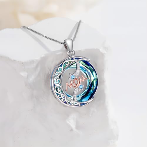 925 Sterling Silver Necklace Gifts for Women Crystal/Opal Jewelry Pendant Christmas Birthday Gift - style: Crytal-Mom