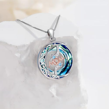 925 Sterling Silver Necklace Gifts for Women Crystal/Opal Jewelry Pendant Christmas Birthday Gift - style: Crytal-Mom