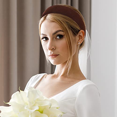 4Pcs Black Velvet Headband for Women Girls Wide Hairbands Pack Non Slip Thick Headband Set Adult Red Brown Green Padded Hair Band Fashion Soft Headbands for Long Short Thin Curly Hair Christmas Gift - color: 4Pcs Velvet Headband Set