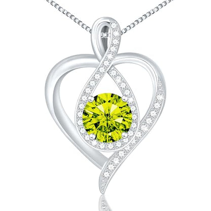 925 Sterling Silver Infinity Heart Necklace for Women, Rhodium Plated Cubic Zirconia Pendant Gift for Girlfriend Wife Mom - Anniversary Valentine's Day Birthday Present with Elegant Gift Box - color: Silver-08-Aug