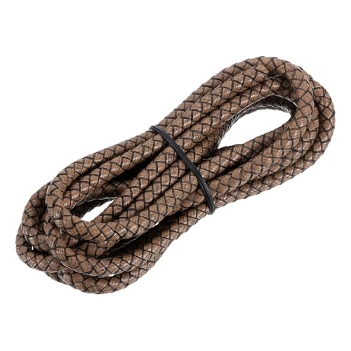 MECCANIXITY Braided Leather Cord, Round Leather Bolo Tie String Rope for Crafts, Jewelry Making, Necklace, Bracelets, 6mm x 2m, Retro Brown - color: Retro Brown, size: 6mm x 2m