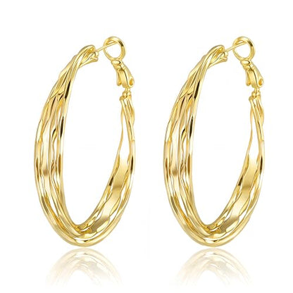 Dangle Flower Gold Earrings for Women, Trendy Statement Hoop Earrings, Gold Floral Drop Earrings Jewelry for Gifts - color: Curved - 14K Gold