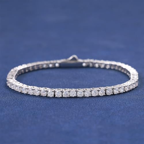 18K Gold Plated Tennis Bracelet for Women Men, 3/4/5mm Iced Out 5A Cubic Zirconia Classic Tennis Chain Bracelets 7 Inches 8 Inches, Diamond Tennis Bracelet Lady Fashion Jewelry - color: Silver, size: 7 Inches, style: 3mm