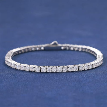 18K Gold Plated Tennis Bracelet for Women Men, 3/4/5mm Iced Out 5A Cubic Zirconia Classic Tennis Chain Bracelets 7 Inches 8 Inches, Diamond Tennis Bracelet Lady Fashion Jewelry - color: Silver, size: 7 Inches, style: 3mm