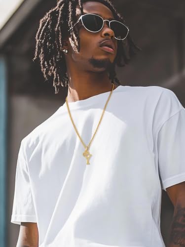 U7 Crown Initial Necklace Men Women, Bling Diamond A-Z 0-9 Letter Pendant with Wheat Chain, Silver/Black/Gold Plated CZ Alphabet Number Hip Hop Jersery for Father Husband - color: a. Gold, size: 25. Y