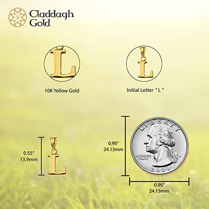 10K Yellow Gold Fine Mini Dangling Initial A-Z Charm 1/2" Pendant - Choice of Initial Letter - style: Letter L Initial Charm