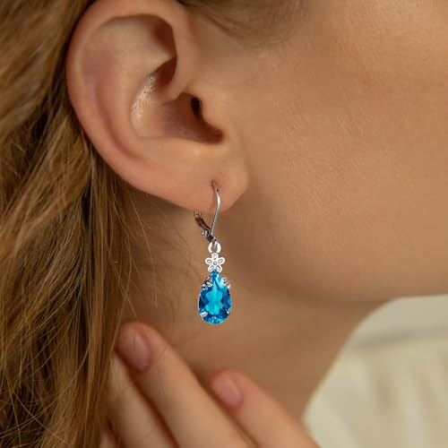 Dangle Earrings for Women Multicolor Crystal Drop Earrings Set Leverback Teardrop Earrings 925 Silver and 14K Gold Plated Hypoallergenic Fashion Cubic Zirconia Dangle Earrings Trendy Jewelry Gifts for Women - style: Teardrop Set-S 3
