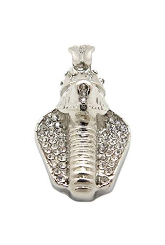 Fashion 21 Unisex Iced Out King Crowned Cobra Snake Pendant 24" Various Chain Necklace in Gold, Silver Tone - color: Silver / Pendant Only