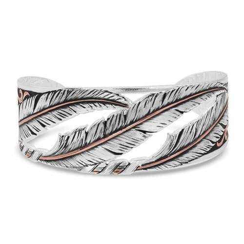Montana Silversmiths Made in the USA Western Lifestyle Women's Cuff Bracelet - style: Wind Dancer Pierced Feather