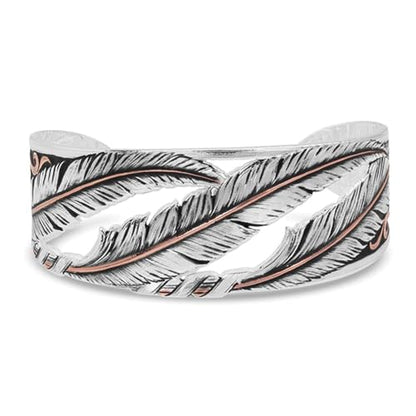 Montana Silversmiths Made in the USA Western Lifestyle Women's Cuff Bracelet - style: Wind Dancer Pierced Feather