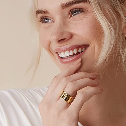 PAVOI 18K Gold Plated 3 Rings Set, Gold Stacking Rings for Women - color: White Gold