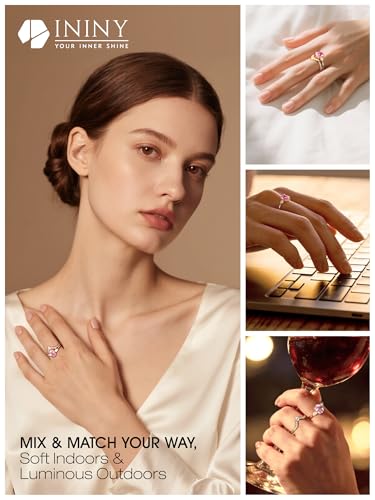 Certified 3CT Lab Grown Intense Pink Sapphire Stacking Rings, Tiara | Stacking Ring Set, Oval Cut, Crown Band, 14K Gold Plated, Hypoallergenic, Conflict-Free, Promise Ring, Box & Certificate