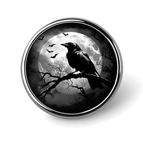 Gothic Raven Flowers Badge Pin Round Badge Metal Button Badges Brooch Lapel Pin for Men Women 1 Inch - color: style-3