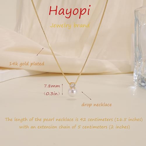 Pearl Necklaces for Women,Dainty Gold Pendant Necklaces Waterproof Jewelry | 14K Gold Plated Pearl Necklaces,Dainty Elegant Wedding Necklace,Small Cute Adjustable Minimalist Necklace,Non Tarnish Jewelry - color: GOLD-6