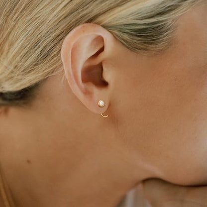 CHIC & ARTSY 925 Sterling Silver Half Hoop Earrings for Women, Dainty Huggie Hoops with Synthetic Opal, Moonstone, CZ & Gemstones, Lightweight Comfort Fit Everyday Elegant Jewelry - color: Opal White/Gold Plated Silver
