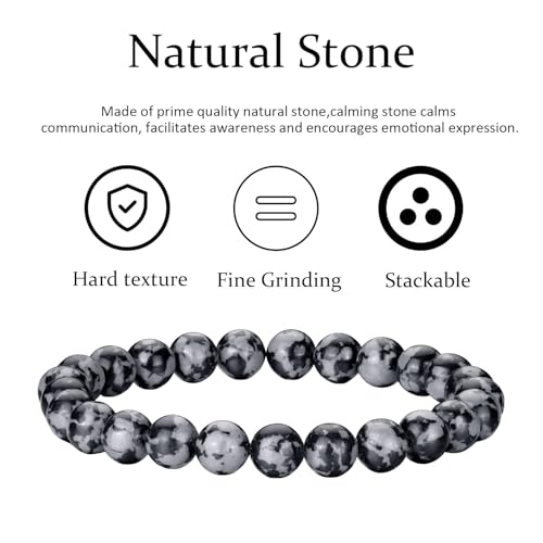 Mens Beaded Bracelets Set 8MM Tiger Eye Lava Stone Stretch Natural Stone Men's Bead Bracelet Mens Bracelet - color: 4,black,white