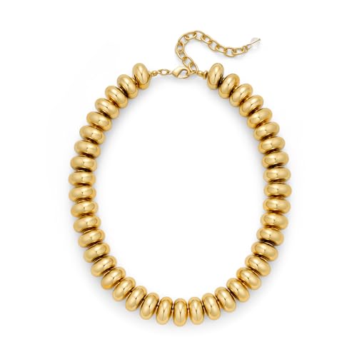 Chunky Beaded Necklace for Women Boho Statement Bead Necklace Adjustable Choker with Polished Disc/Square Beads Trendy Summer Beach Jewelry Gifts - color: Gold