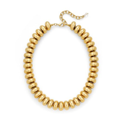 Chunky Beaded Necklace for Women Boho Statement Bead Necklace Adjustable Choker with Polished Disc/Square Beads Trendy Summer Beach Jewelry Gifts - color: Gold