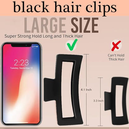 18 Pack Hair Claw Clips,Hair Clips For Women,Large Hair Claw Clips For Thick Hair,Nonslip Matte Hair Clips Hair Accessories Women Girl Birthday Christmas Gift (18 Pack BLack) - color: 18 Pack BLack