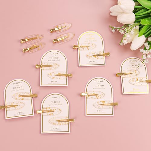 16PCS No Bend Hair Clips and Glitter Gold Bangs Clips - Makeup Ready Hair Setting Kit with Bridesmaid Proposal Gift - color: 16Pcs（8 Cards）Gold Glitter hair clips