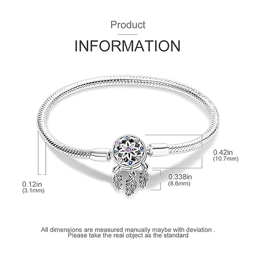 KUNSIR 925 Sterling Silver Palm Clasp Snake Chain Bracelet Basic Charm Bracelets Fit Any PDL Charm, with for Teen Women - style: KJB011