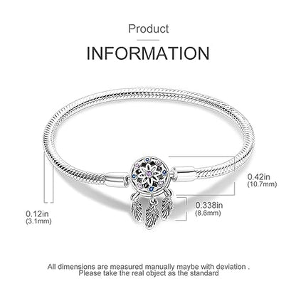 KUNSIR 925 Sterling Silver Palm Clasp Snake Chain Bracelet Basic Charm Bracelets Fit Any PDL Charm, with for Teen Women - style: KJB011