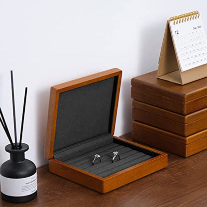 Oirlv Solid Wood Ring Jewelry Box Organizer Earrings Jewelry Drawer Organizer Tray with Lid (Grey) - color: Grey Box
