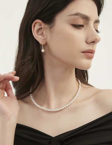 Mameloly Pearl Earrings for Women Leverback Dangle Trendy Simulated Pearl Drop Earrings 14K Gold Plated Sterling Silver 925 Cute Jewery for Women - color: 14K Gold Plated