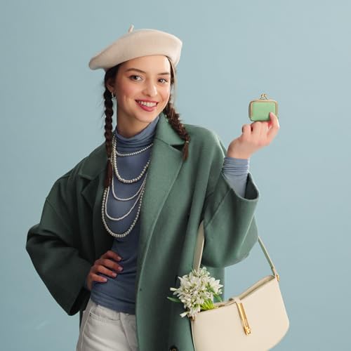 Zivyes Mini Jewelry Box Travel Small Coin Purse Organizer Case Genuine Leather Tiny Size (Green) - color: Green-Tiny