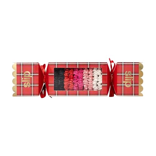 slip Skinny Scrunchies in Holiday Cracker Packaging: Anti-Crease, Anti-Breakage Slipsilk™ Design Protects Delicate Hair | Includes 10 Pure Silk Scrunchies, Jean - color: Jean