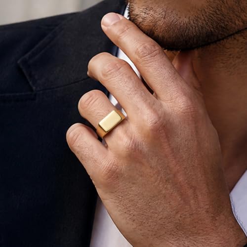 PCY Stainless Steel Gold Plated Men Women Band Ring - color: 11mm Gold DFX