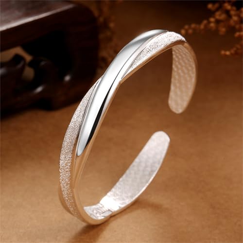925 Sterling Silver Bangles For Women Handmade Silver Bangles Open Adjustable Bangle Bracelets For Women Silver Open Cuff Bracelets Stackable Wrap Bangles Festival Jewelry Gifts - color: Style 09