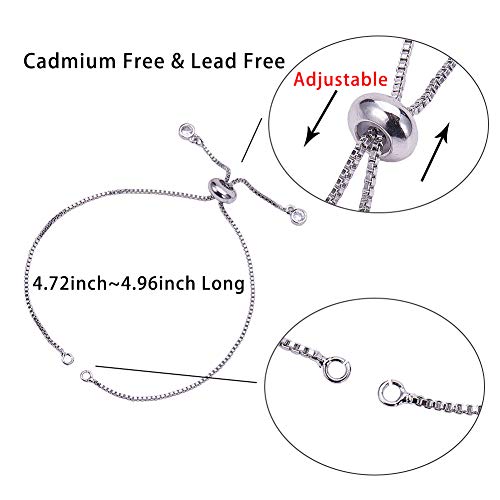 SUNNYCLUE 1 Box 8Pcs 4 Colors Brass Slider Chain 9" Adjustable Slider Chain Bracelet Round Box Chain Slider Extender Chains with Rhinestone Ball Ends for Women, Long-Lasting Plated & - color: 4 Colors Box Chain, Rhinestone Ends