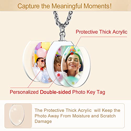 Custom4U Personalized Photo Necklace - Custom Heart/Oval/Round Charm Necklaces with Picture + Chain Adjustable - Stainless Steel/Acrylic Pendant Memorial Jewelry Christmas Gifts for Women - color: F-Oval Shaped