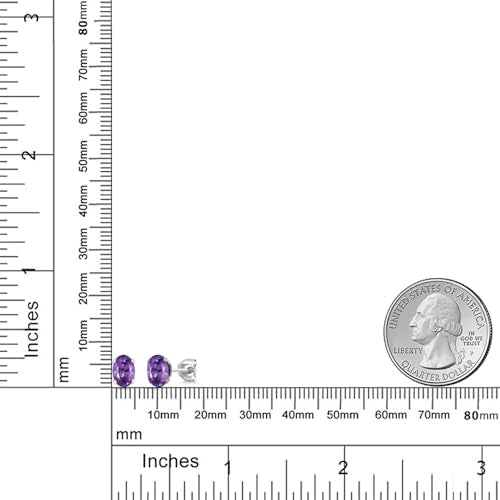 Gem Stone King Oval Gemstone Birthstone Stud Earrings for Women Men | Oval Cut 7X5MM | Fine Jewelry Gifts for Mom Dad Wife Him Her - style: Amethyst, February