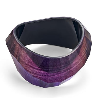 Chunky Acrylic Bangles Bracelets For Women Geometric Acrylic Resin Acetate Mottled Wide Bangle Bracelet Statement Colorful Bangles for Party - color: Punk Resin Bangle-Purple