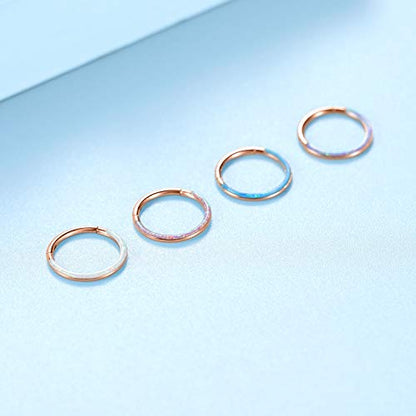 GAGABODY Septum Ring 16 Gauge Earrings Daith Jewelry Surgical Steel Hinged Nose Rings Nose Hoop Cartlidge Earring Hoop Helix Rook Piercing Jewelry - color: Style2:1pc Rose gold+White Opal Single Hoop