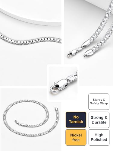 U7 Men Stainless Steel Necklace Cuban Link Chain, Flat Curb Chain Necklaces Unisex, Silver/Black/Gold Plated Chunky Hip Hop Neck Chain, 6mm/9mm Width, 18-32 Inches Length Jewelry for Mens Women - color: c. 6mm Steel, size: 22 Inches, style: a. Flat Curb