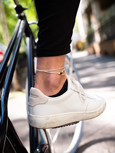 Made by Nami Surfer Anklet with Snap Hook Clasp Waterproof & Adjustable Thin String Ankle Bracelets for Women and Men Handmade Jewelry for Beach and Music Festival Accessories - color: White Black