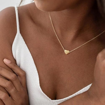 Valloey Rover Gold Necklaces for Women | Dainty 14K Gold/Sterling Silver Plated Cubic Zirconia Star Moon Pendant Necklaces Twist Rope Chain Simple Jewelry for Women - style: Gold-Heart