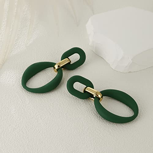 RUOFFETA Acrylic Rectangle Earrings, Fashion Acrylic Square/Oval/Hoop Statement Drop Earrings for Women - color: Dark Green Oval