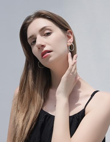 FAN&LOUIS Clip On Hoop Earrings Women,14K Gold Women's Clip-On Earrings Large Hoops Trendy for Non-Pierced Ears Lightweight 2026 - style: Sliver-30mm and 40mm