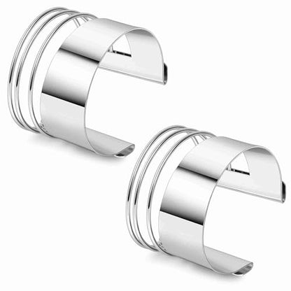 2 Pcs Gold Cuff Bangle Bracelet Set for Women Irregular Minimalist Statement Bangle Bracelets Wide Open Chunky Wire Bracelets Wrist Cuff Adjustable Hammered Bracelet - color: Silver F