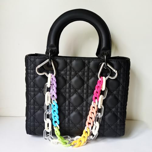 Colorful Acrylic Pants Pocket Chain Hip Hop Jeans Chain,Acrylic Chain Strap for Purse Handbag Diy Accessory - style: 2 Layer/Clear White Colorful