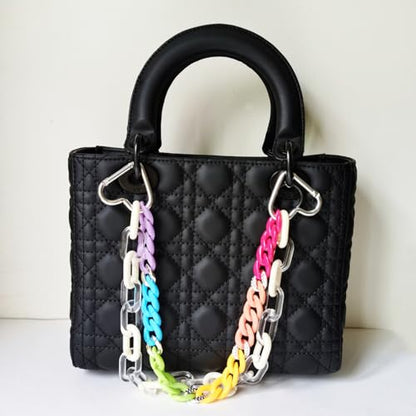 Colorful Acrylic Pants Pocket Chain Hip Hop Jeans Chain,Acrylic Chain Strap for Purse Handbag Diy Accessory - style: 2 Layer/Clear White Colorful