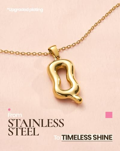 DoDoBeads Stainless Steel Initial Necklace, Waterproof 18K Gold Plated Necklace, Non-Tarnish Chunky Monogram Jewelry Gifts for Women, Mothers Day Gift - style: Q