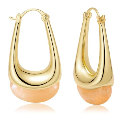 Acrylic Gold Hoop Earrings Chunky Statement Dangle Drop Huggie Earring Colorful Resin Jewelry for Women - color: Orange