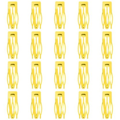20 Pcs Snap Hair Clips for Women Snap Hair Barrettes Double Grip Hair Clips 3 Prong Clips for Hair Barrettes for Women Girls (Yellow) - color: Yellow